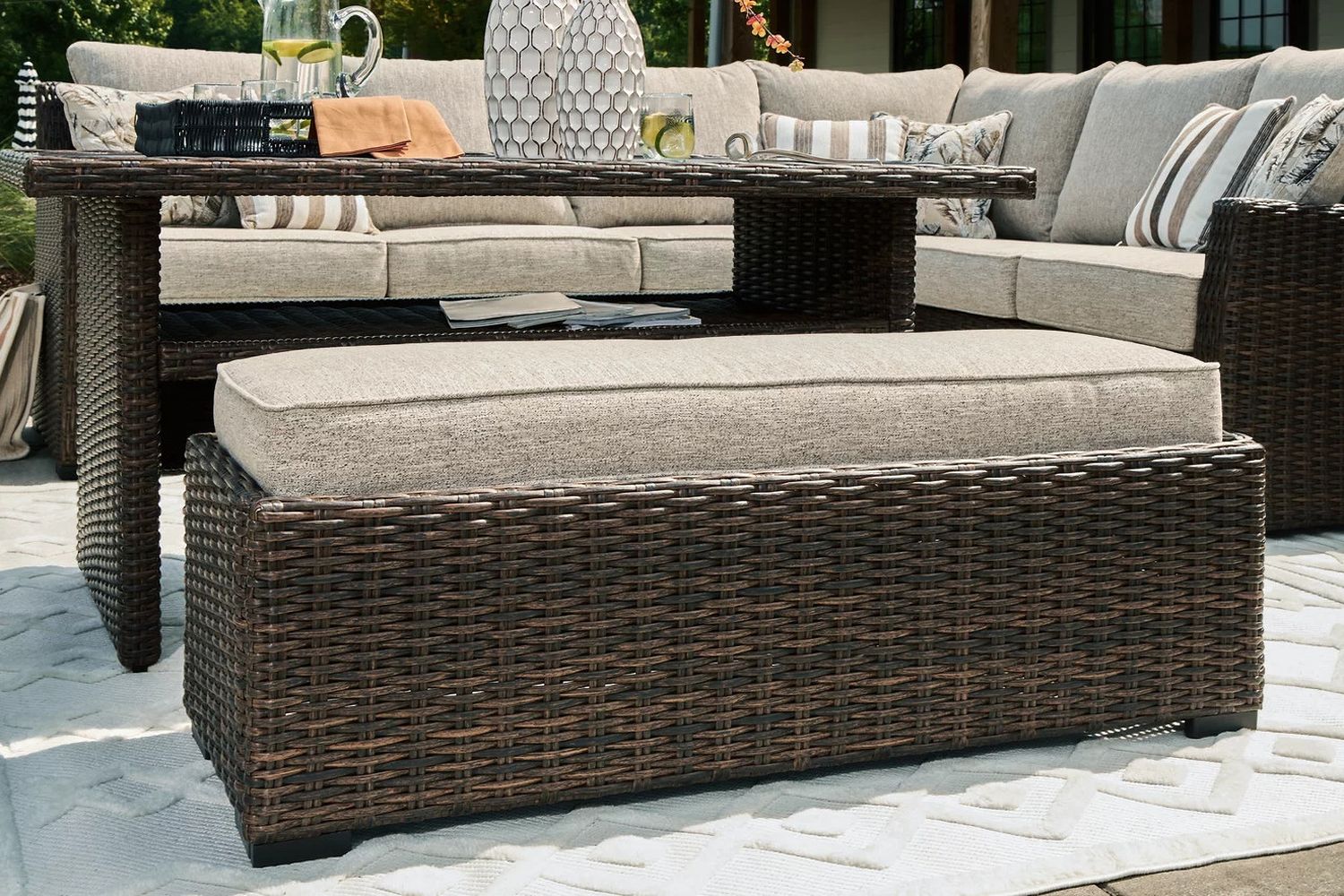 Brook Ranch Outdoor Sofa Sectional Conversation Set In Brown P465P2
