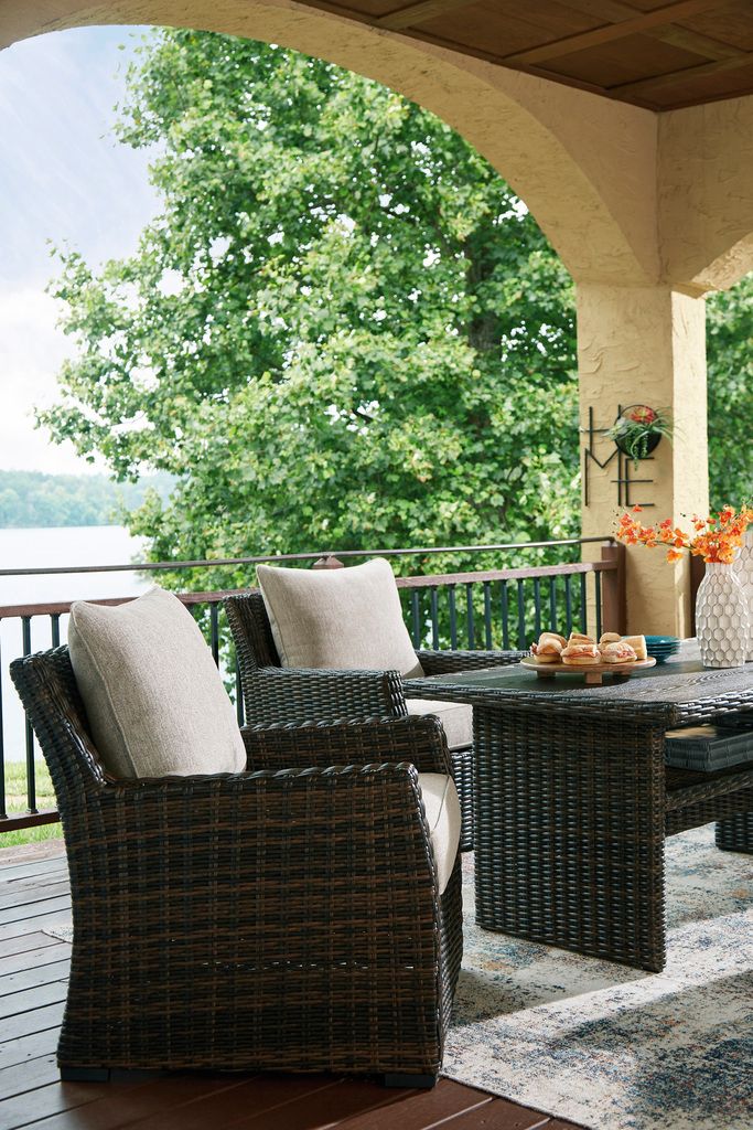 Brook Ranch Outdoor Sofa Sectional Conversation Set In Brown P465P2