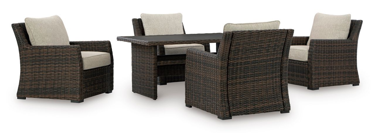Brook Ranch Outdoor Sofa Sectional Conversation Set In Brown P465P2