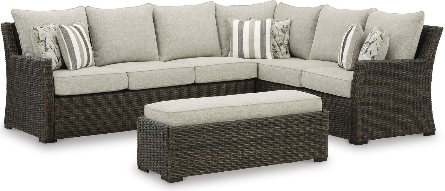 Brook Ranch Outdoor Sofa Sectional Conversation Set In Brown P465P2