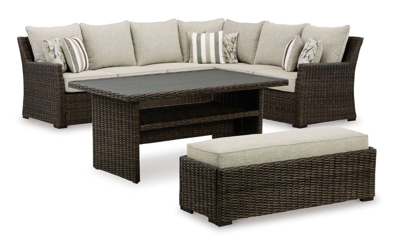 Brook Ranch Outdoor Sofa Sectional Conversation Set In Brown P465P2