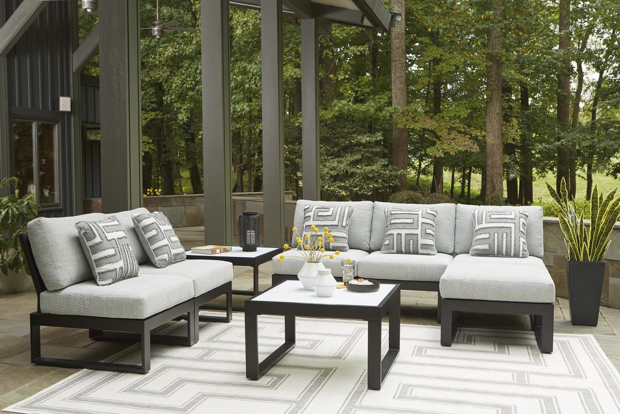 Beachloft Outdoor Coffee Table In Black and Gray P490708