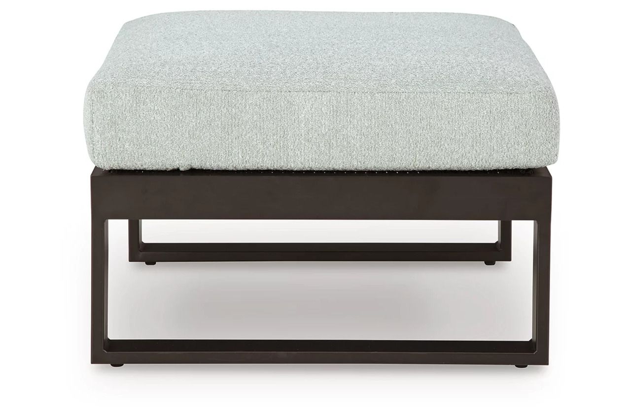 Beachloft Outdoor Ottoman with Cushion In Black and Gray P490814