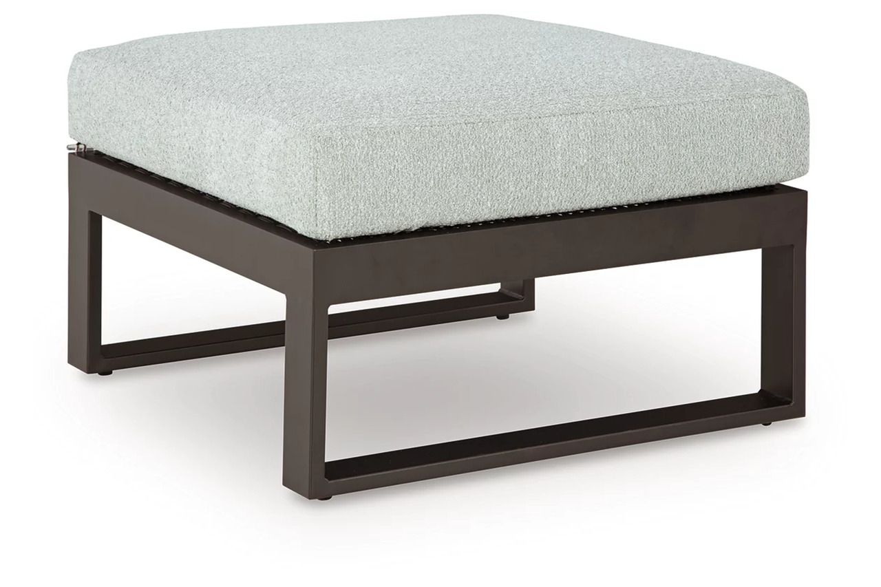 Beachloft Outdoor Ottoman with Cushion In Black and Gray P490814