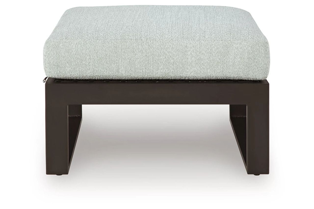 Beachloft Outdoor Ottoman with Cushion In Black and Gray P490814