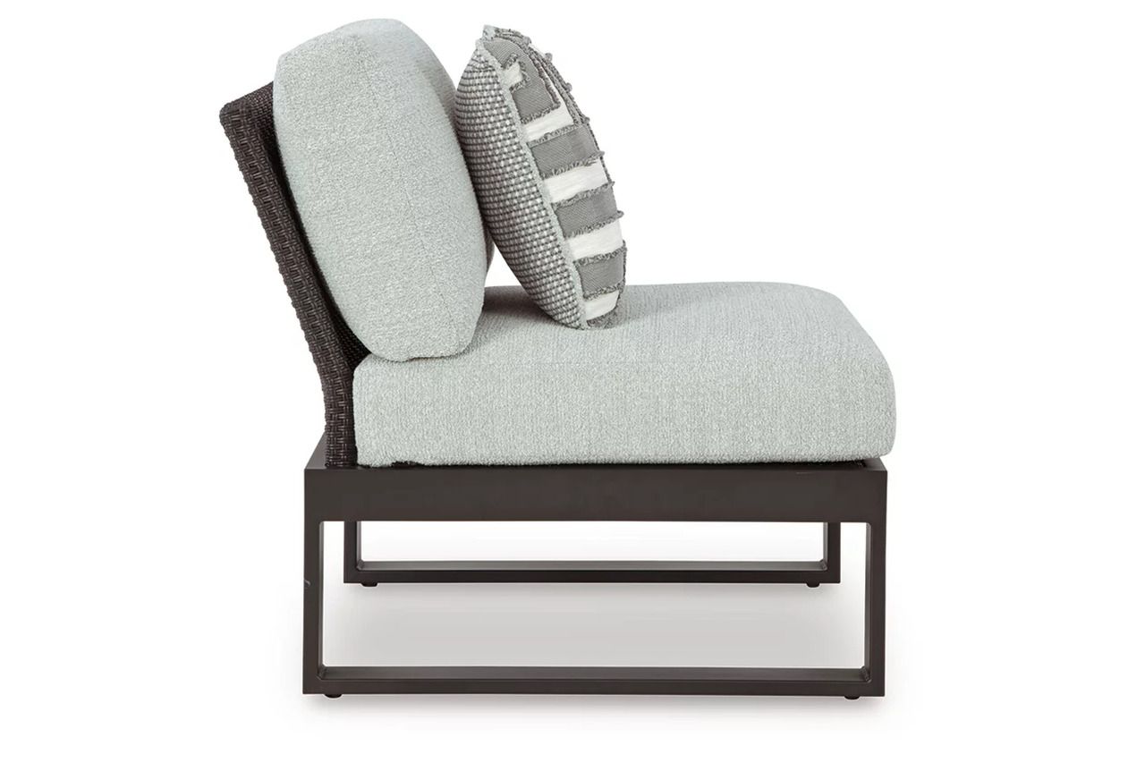 Beachloft Outdoor Armless Chair with Cushion In Black and Gray P490846