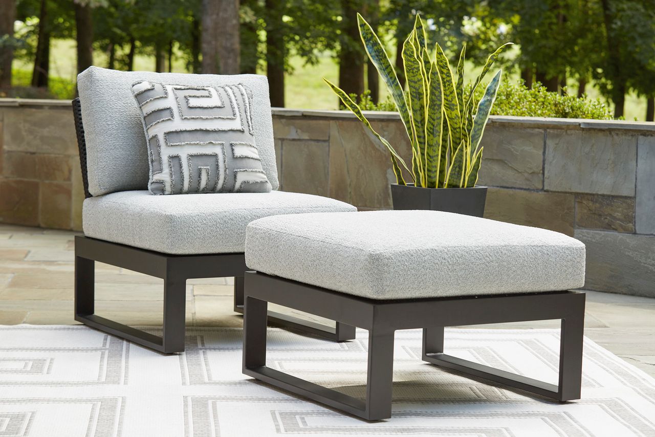Beachloft Outdoor Armless Chair with Cushion In Black and Gray P490846