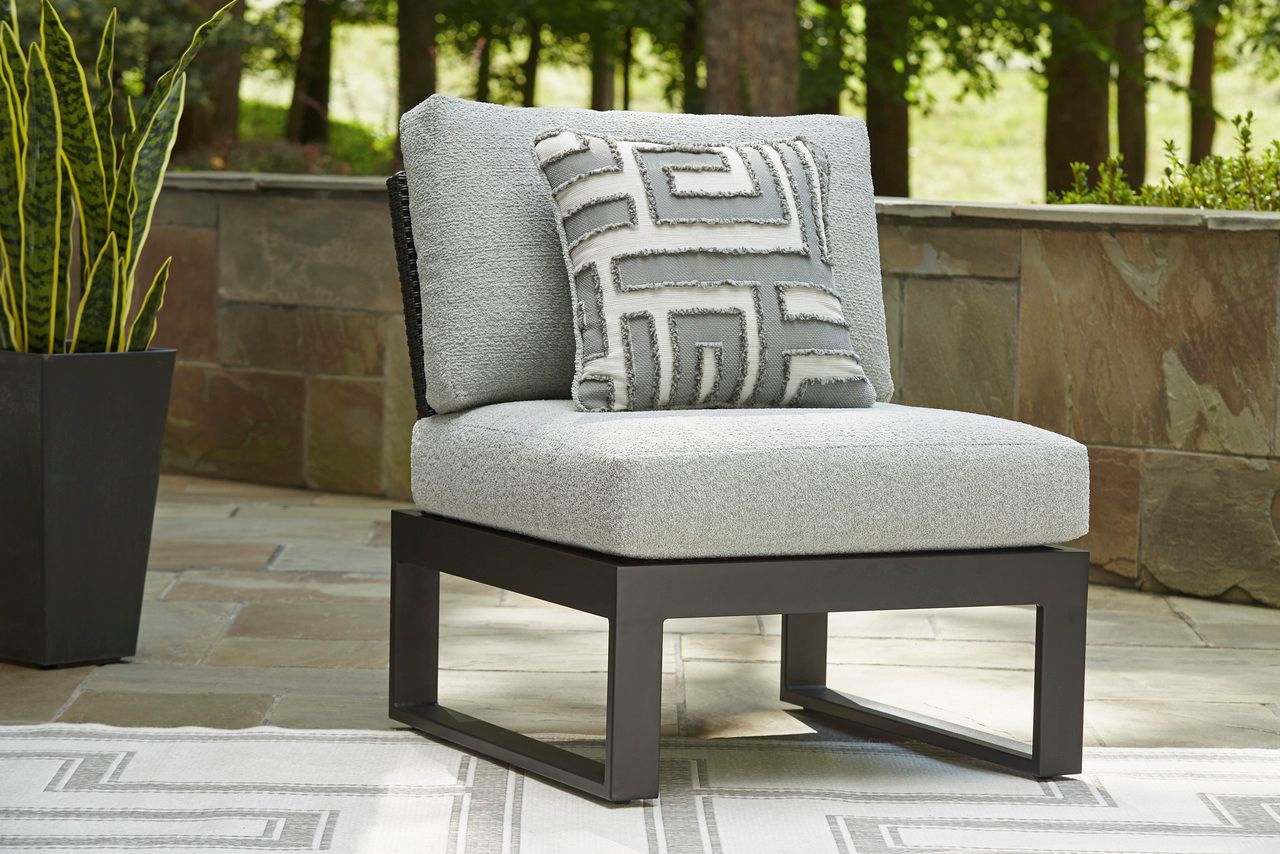 Beachloft Outdoor Armless Chair with Cushion In Black and Gray P490846