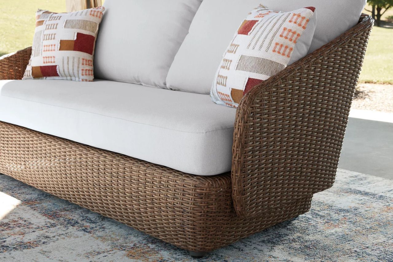 Cardiff Beach Outdoor Loveseat/2 Swivel Chairs Set of 3 In Beige P503070