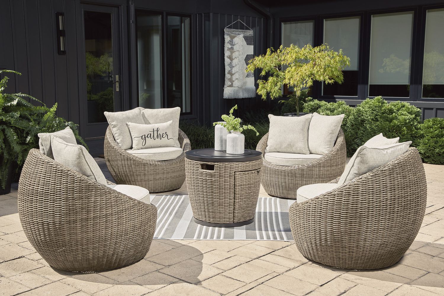 Danson Beige Swivel Lounge W/Cushion Set Of 2 P505821