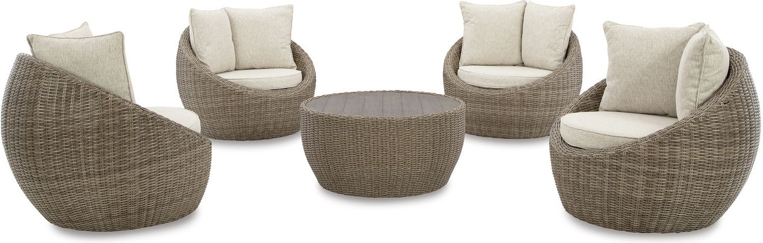Danson 2 Swivel Lounge Chairs and End Table In Beige P505P1