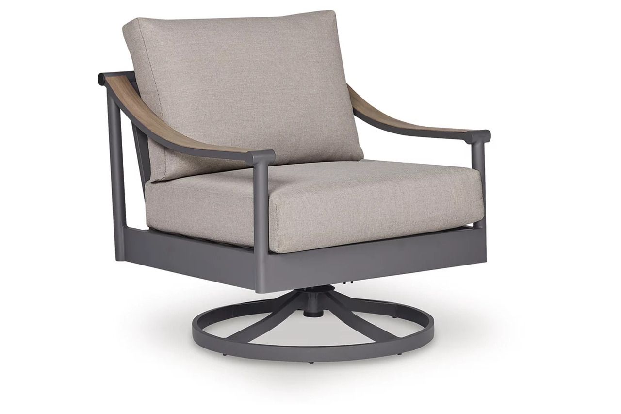 North Island Outdoor Swivel Lounge with Cushion In Gray P510821