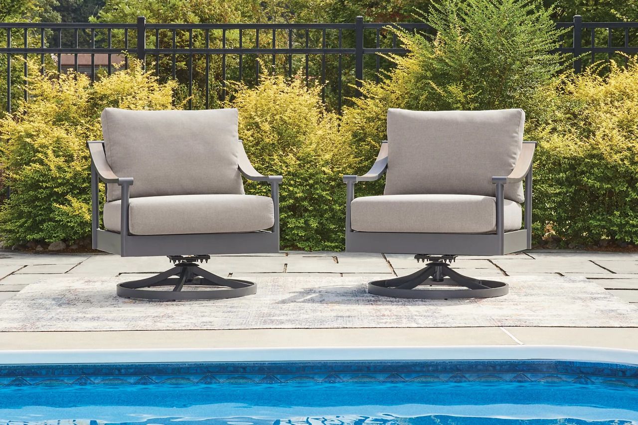 North Island Outdoor Swivel Lounge with Cushion In Gray P510821
