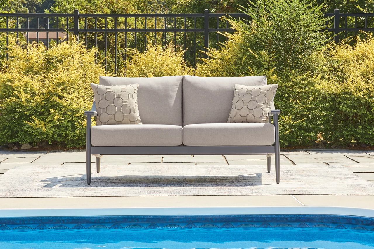North Island Outdoor Loveseat with Cushion In Gray P510835