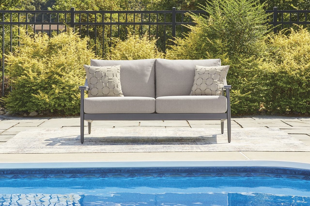 North Island Outdoor Loveseat with Cushion In Gray P510835