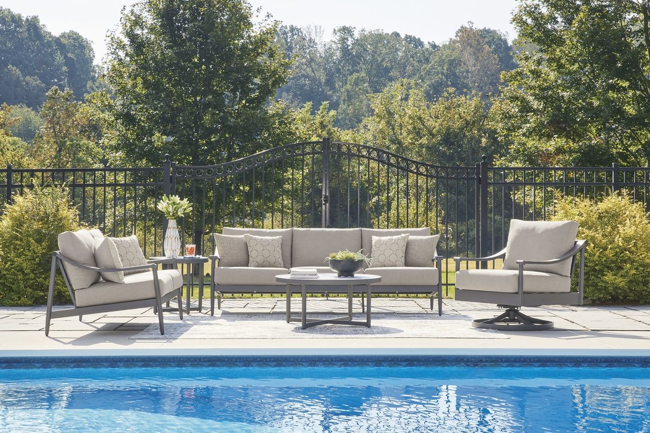 North Island Outdoor Loveseat with Cushion In Gray P510835