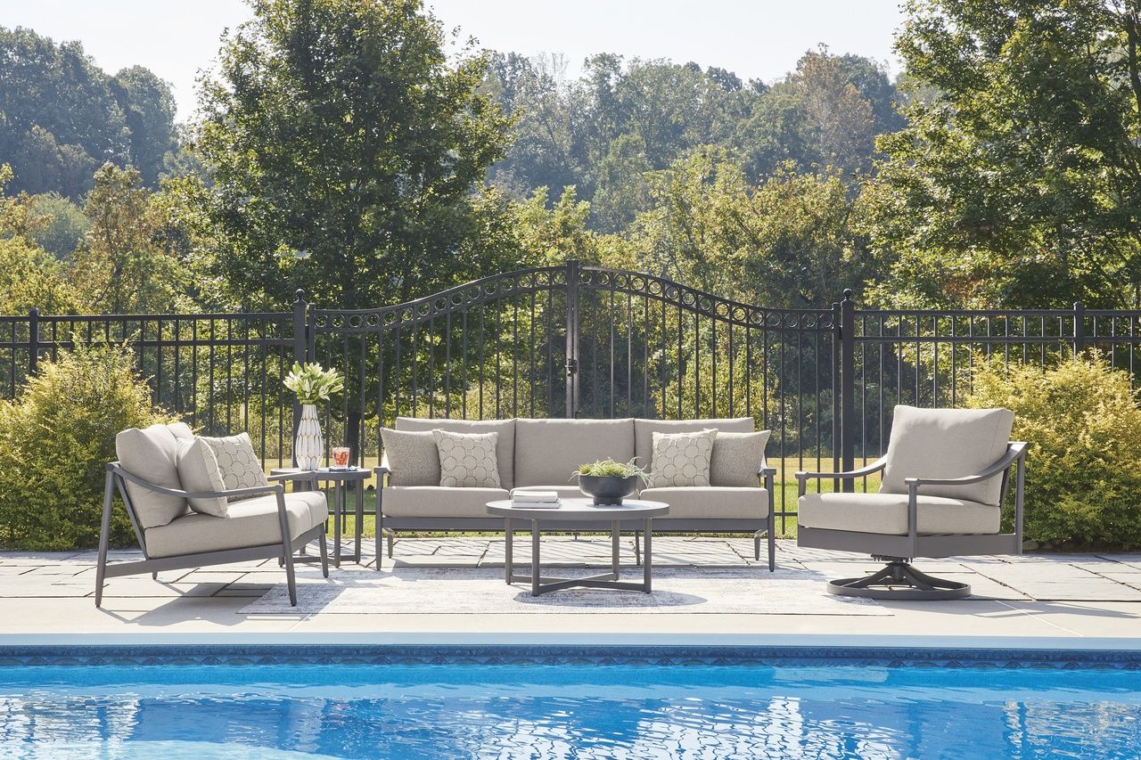 North Island Outdoor Loveseat with Cushion In Gray P510835