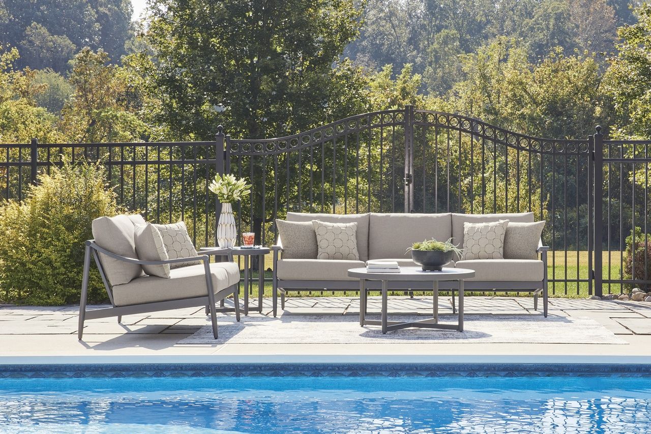 North Island Outdoor Loveseat with Cushion In Gray P510835