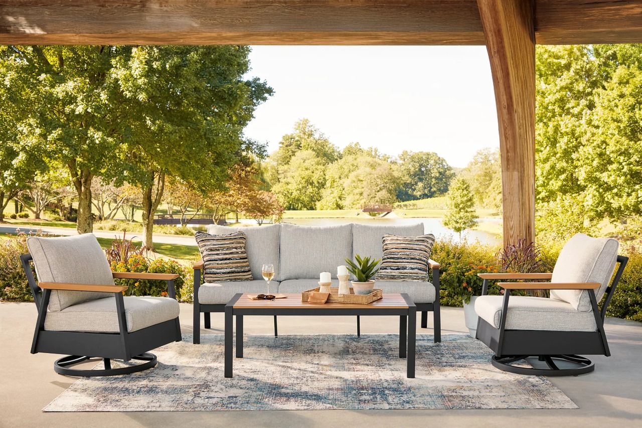 Carlsbad Beach Outdoor Sofa/Chairs/Table Set of 4 In Dark Brown P513081