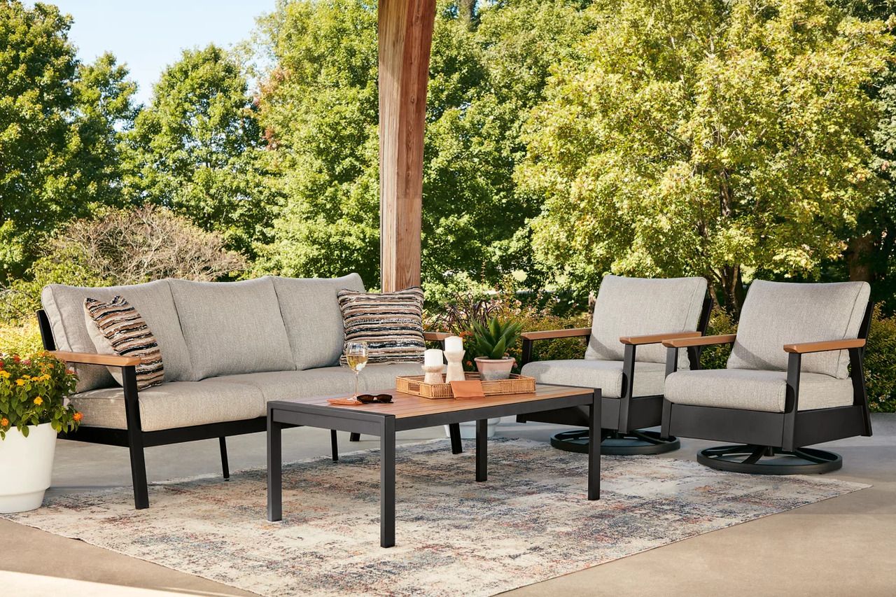 Carlsbad Beach Outdoor Sofa/Chairs/Table Set of 4 In Dark Brown P513081