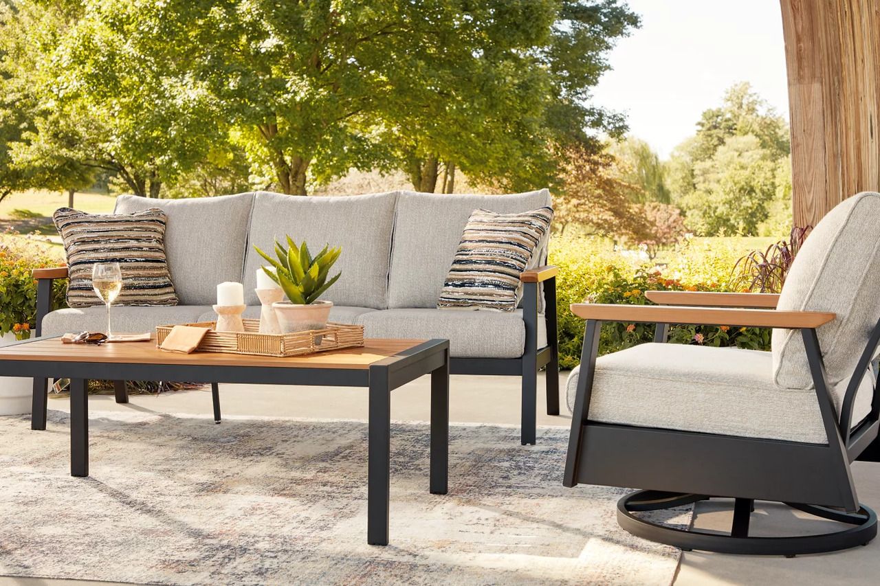 Carlsbad Beach Outdoor Sofa/Chairs/Table Set of 4 In Dark Brown P513081