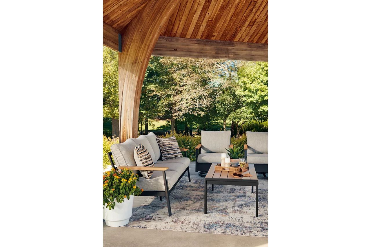 Carlsbad Beach Outdoor Sofa/Chairs/Table Set of 4 In Dark Brown P513081