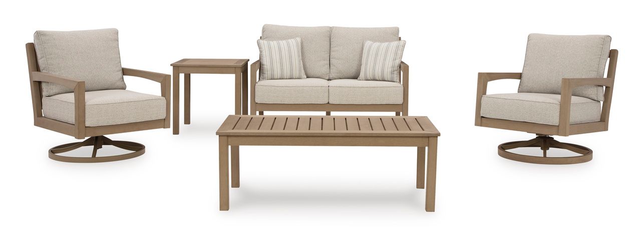 Hallow Creek Driftwood Outdoor Loveseat With Cushion P560835