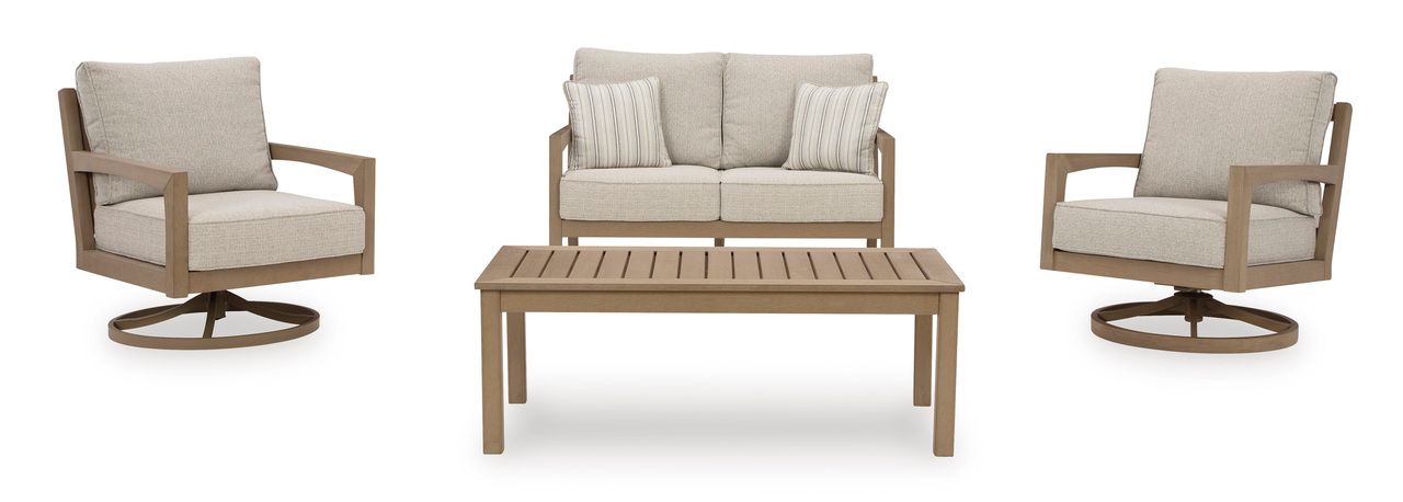 Hallow Creek Driftwood Outdoor Loveseat With Cushion P560835