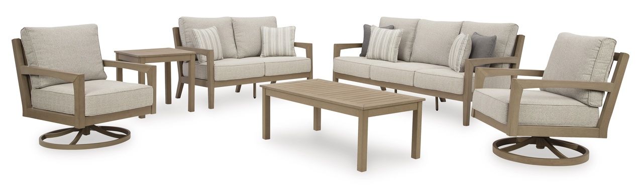 Hallow Creek Driftwood Outdoor Loveseat With Cushion P560835