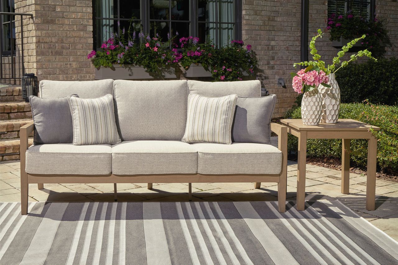 Hallow Creek Driftwood Outdoor Sofa With Cushion P560838