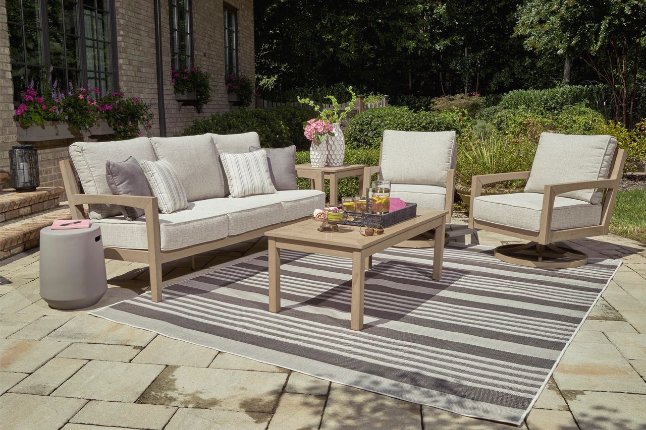 Hallow Creek Driftwood Outdoor Sofa With Cushion P560838