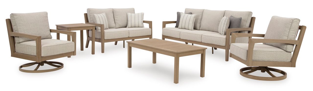 Hallow Creek Driftwood Outdoor Sofa With Cushion P560838