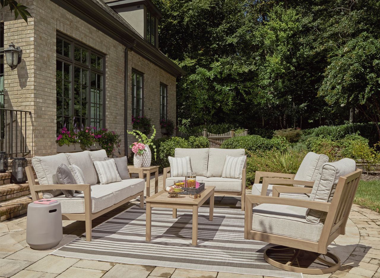 Hallow Creek Driftwood Outdoor Sofa With Cushion P560838
