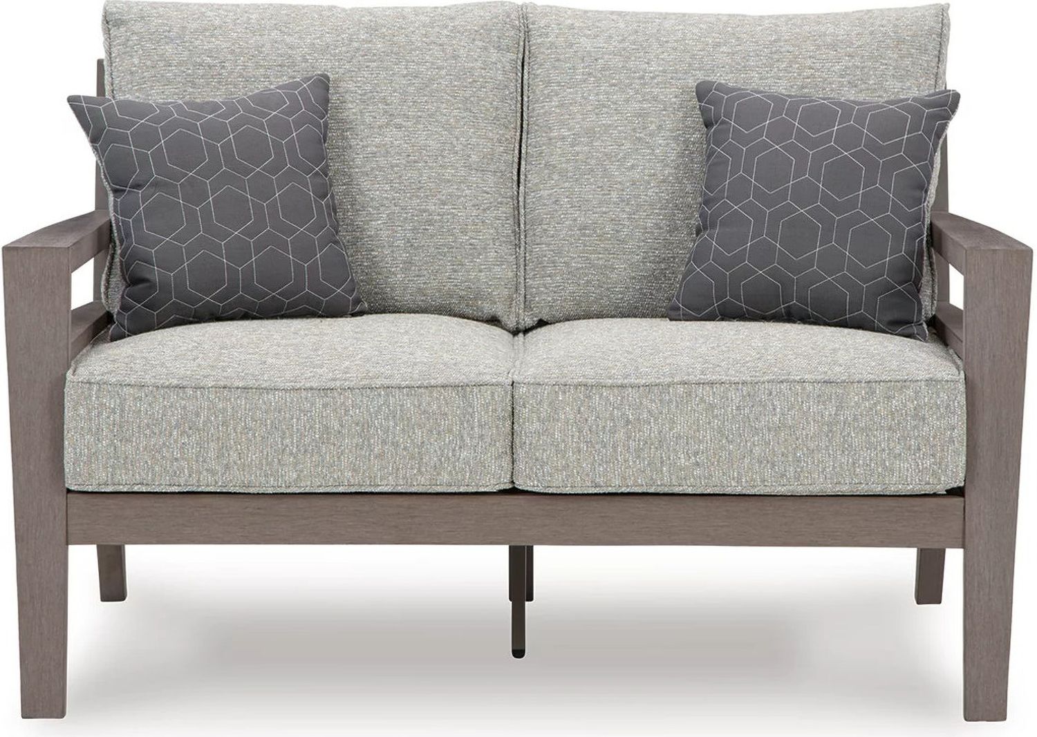 Hillside Barn Gray/Brown Outdoor Loveseat With Cushion P564835