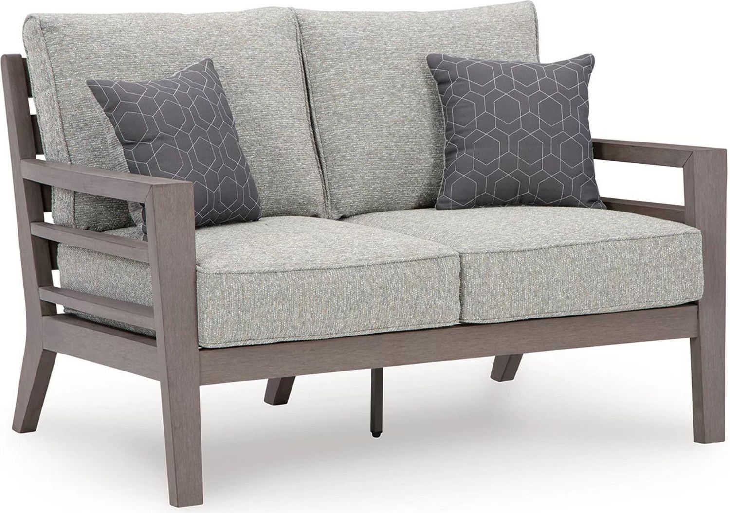 Hillside Barn Gray/Brown Outdoor Loveseat With Cushion P564835