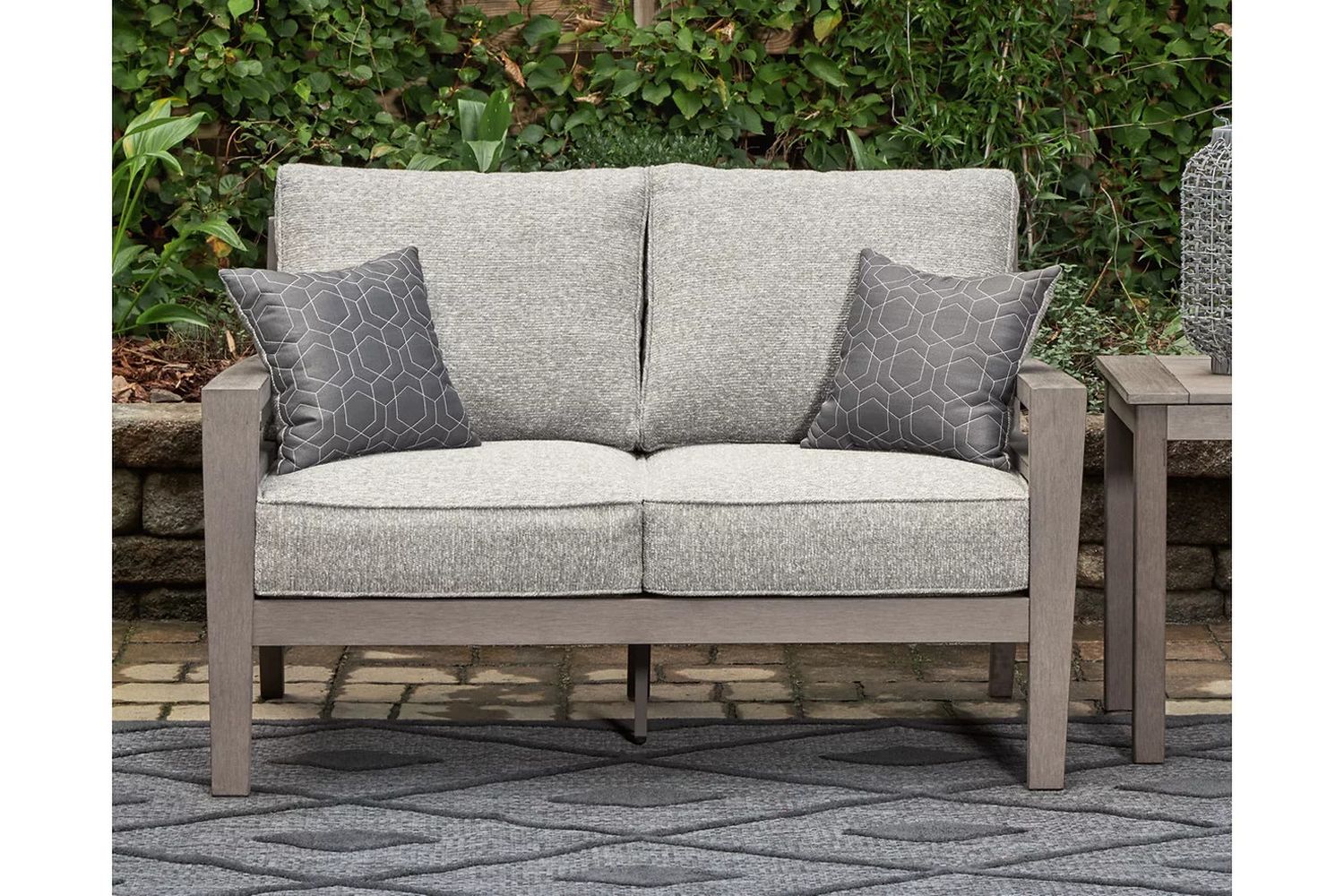 Hillside Barn Gray/Brown Outdoor Loveseat With Cushion P564835