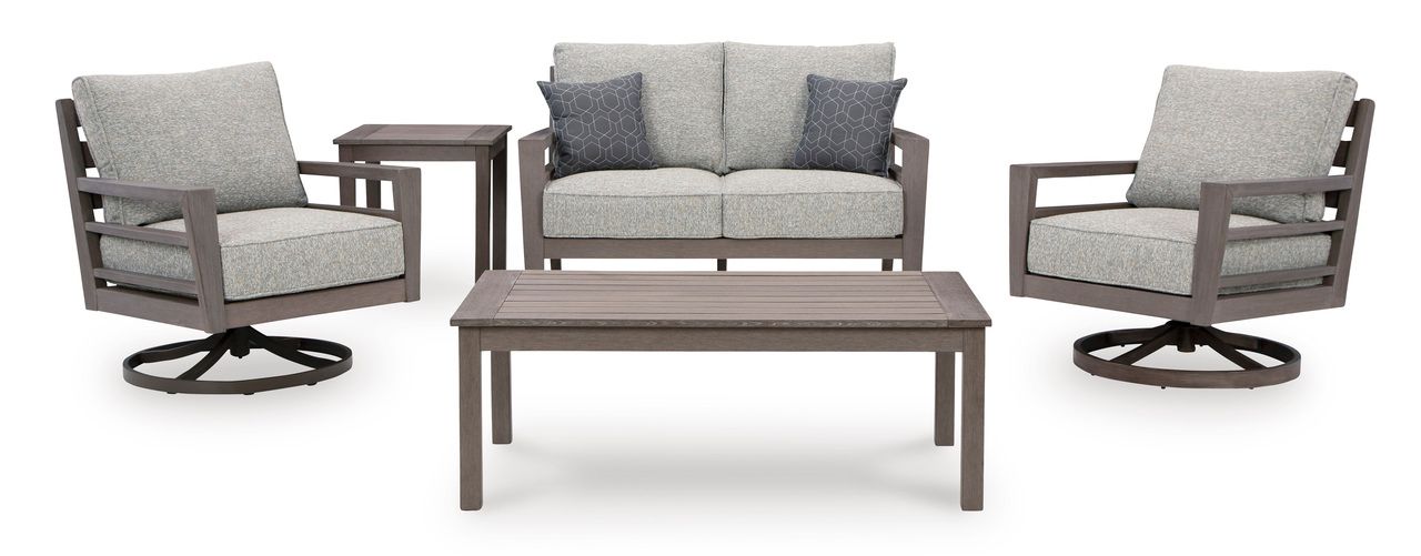 Hillside Barn Gray/Brown Outdoor Loveseat With Cushion P564835
