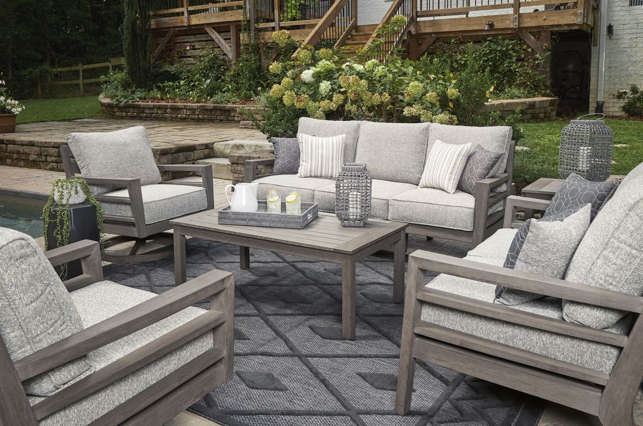 Hillside Barn Gray/Brown Outdoor Loveseat With Cushion P564835