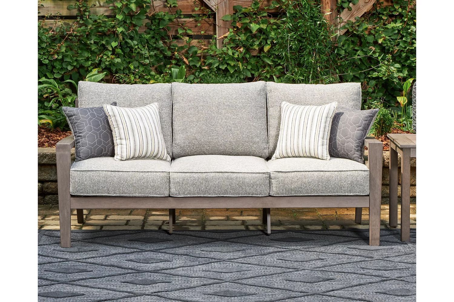 Hillside Barn Gray/Brown Outdoor Sofa With Cushion P564838