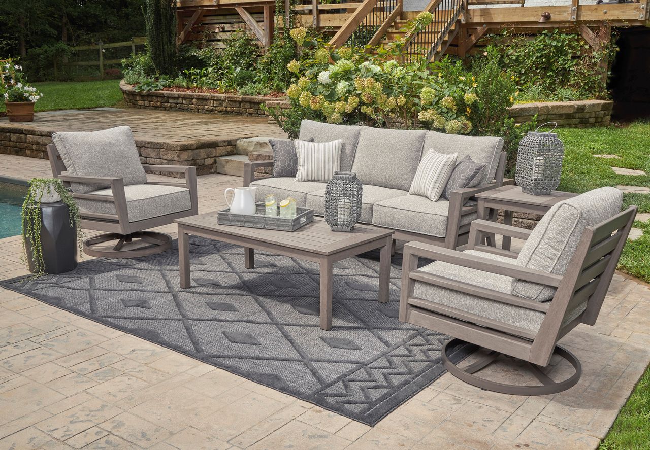 Hillside Barn Gray/Brown Outdoor Sofa With Cushion P564838