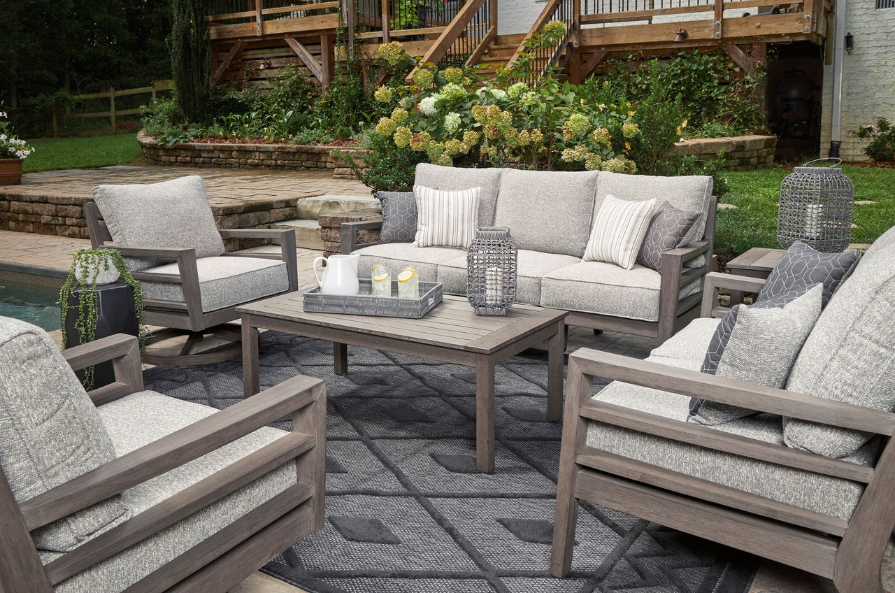 Hillside Barn Gray/Brown Outdoor Sofa With Cushion P564838