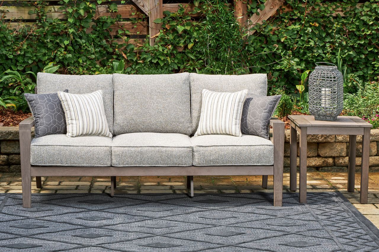 Hillside Barn Gray/Brown Outdoor Sofa With Cushion P564838
