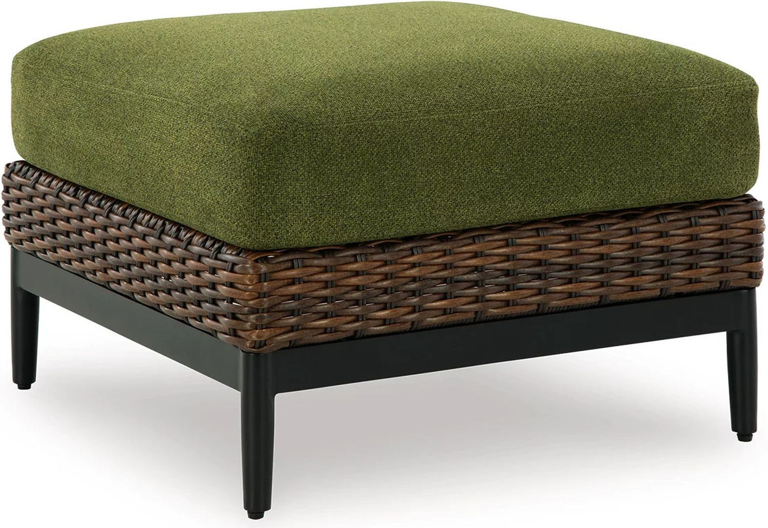Horizon Hall Outdoor Ottoman with Cushion In Brown and Green P572814