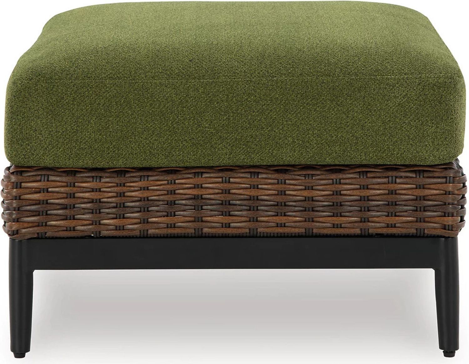 Horizon Hall Outdoor Ottoman with Cushion In Brown and Green P572814