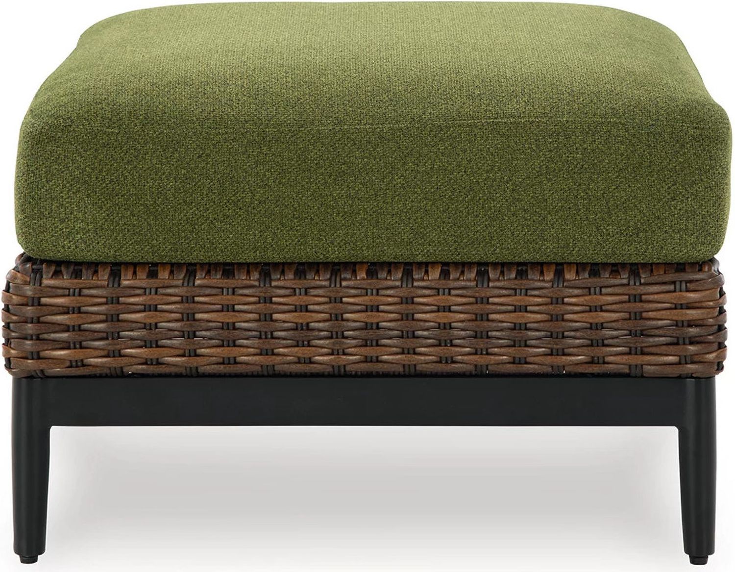 Horizon Hall Outdoor Ottoman with Cushion In Brown and Green P572814