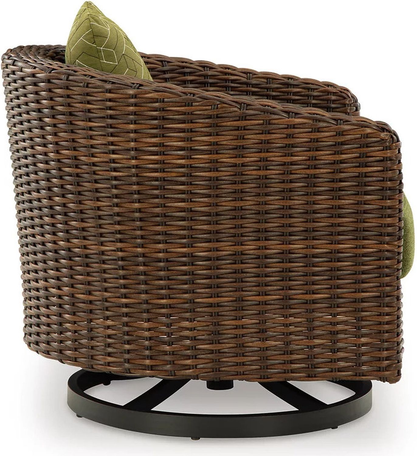 Horizon Hall Outdoor Swivel Lounge Chair with Cushion In Brown and Green P572821