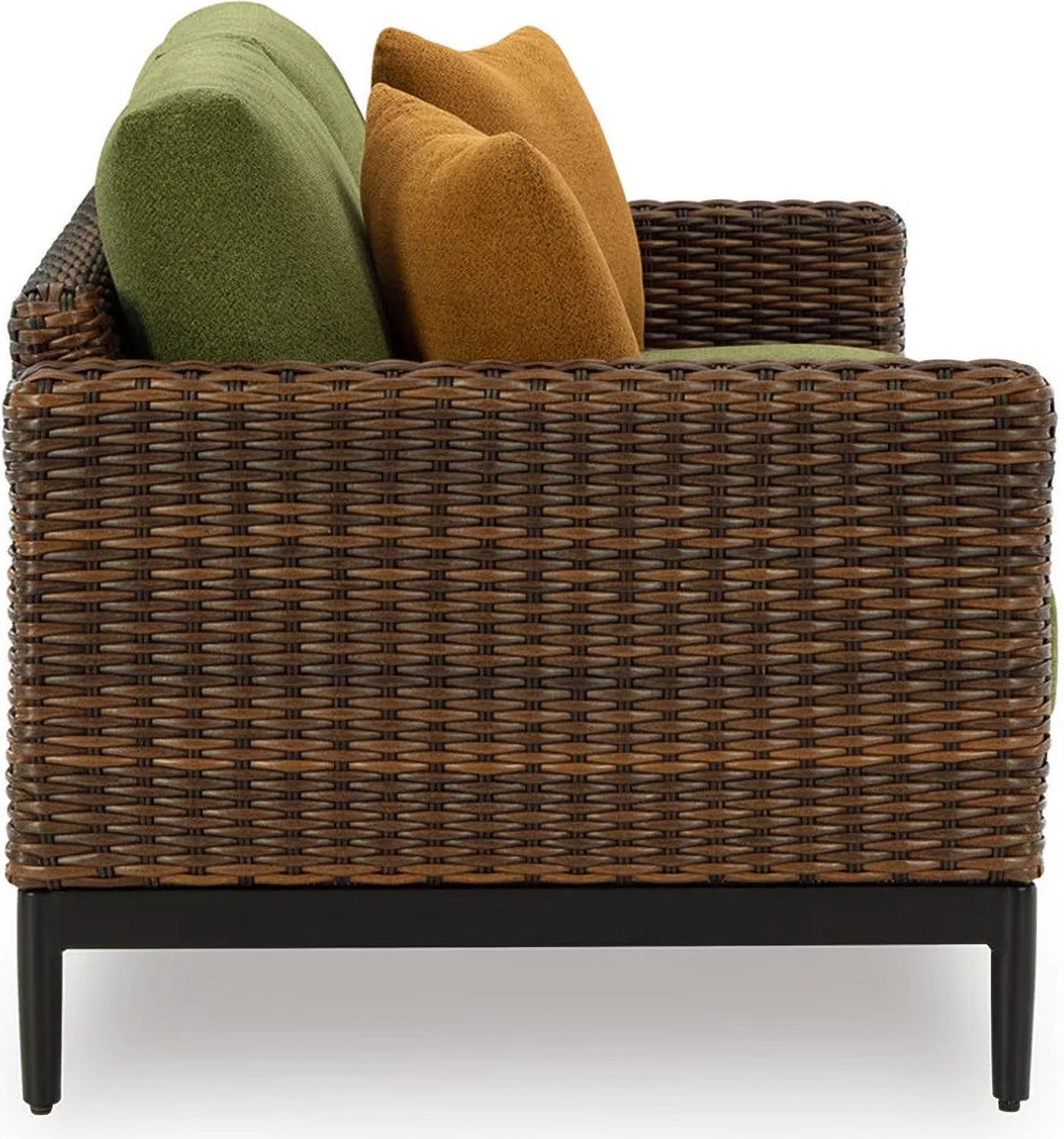 Horizon Hall Outdoor Loveseat with Cushion In Brown and Green P572835