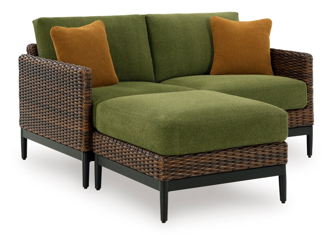 Horizon Hall Outdoor Loveseat with Cushion In Brown and Green P572835