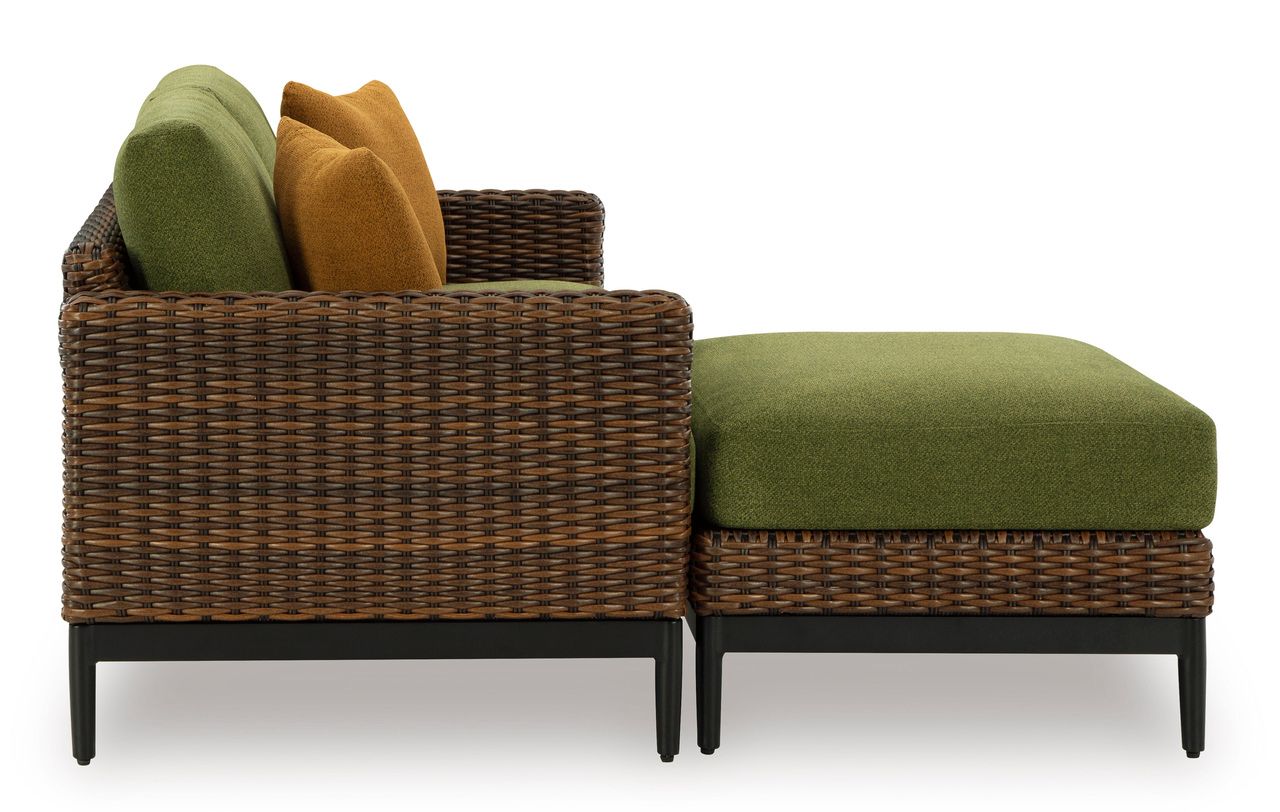 Horizon Hall Outdoor Loveseat with Cushion In Brown and Green P572835