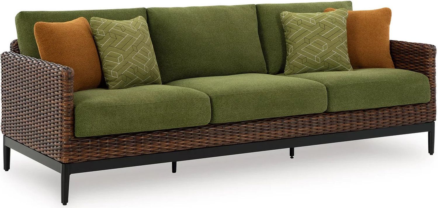 Horizon Hall Outdoor Sofa with Cushion In Brown and Green P572838